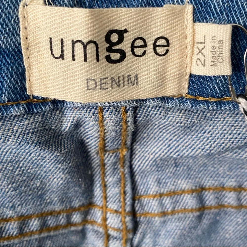 Umgee Floral Bird Embroidered Boho Denim Mini Skirt Womens Plus Size 2XL NWT